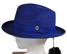 NWT Mens Royal Blue Fedora Pimp Hat