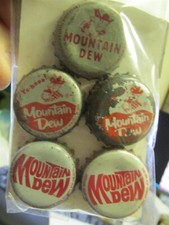 Mountain Dew 5 diff Detroit, MICH. Pepsi crown cap soda pop bottle 4 cork lined