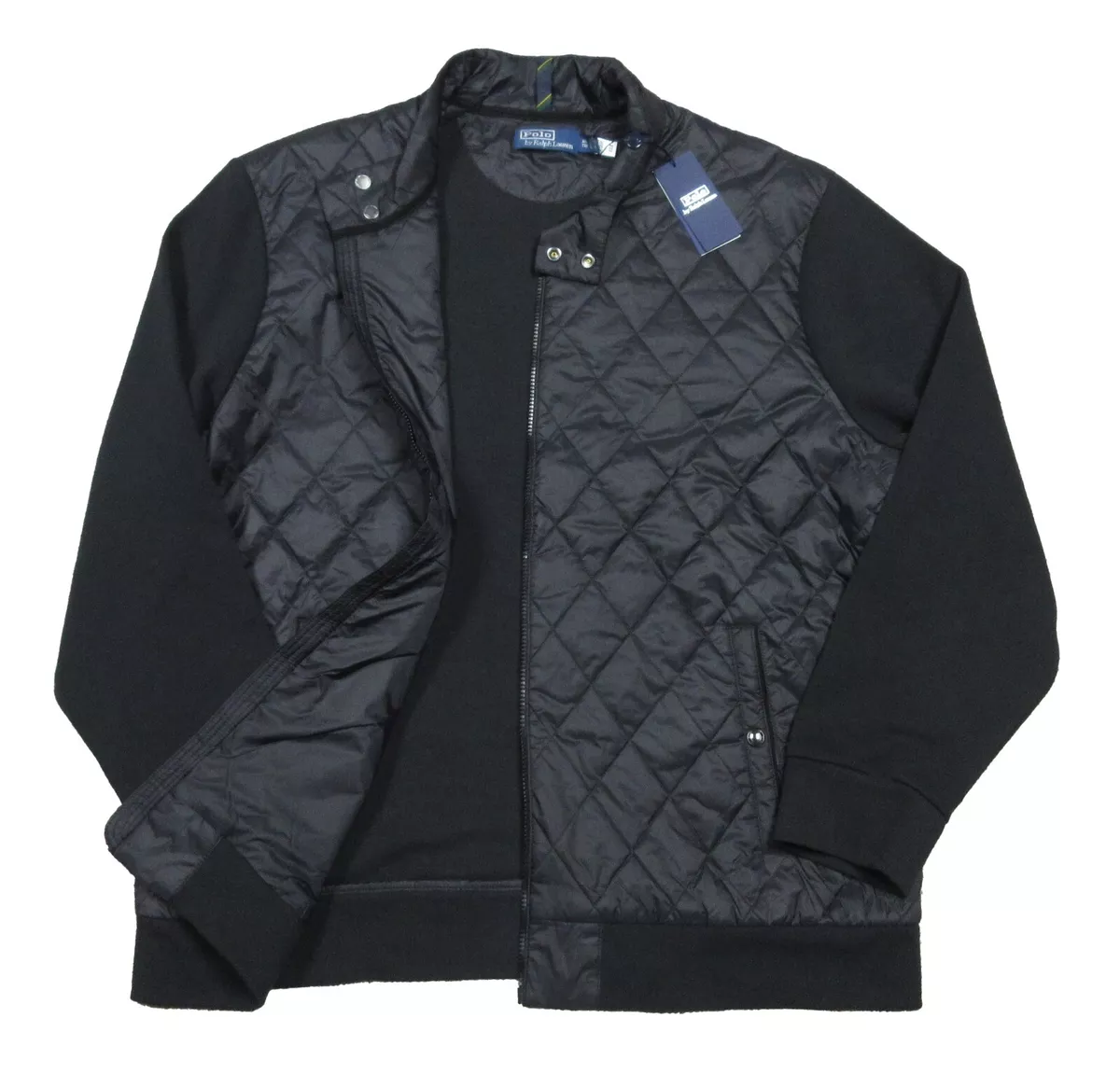 Polo Ralph Lauren Men's Black Double Knit Quilted Hybrid Jacket $248