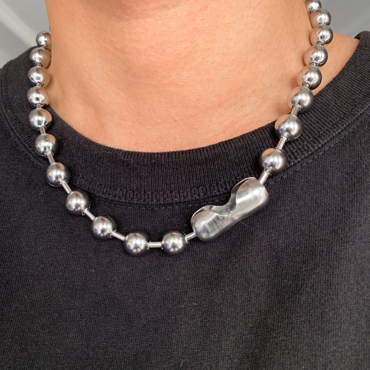8/10/12mm Cool Silver Mens Ball Chain 316L Stainless Steel 8/10/12mm Cool Silver Mens Ball Chain 316L Stainless Steel