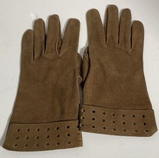 Ladies Vintage Brown Suede Leather Gloves By Superb Size 7 1/2