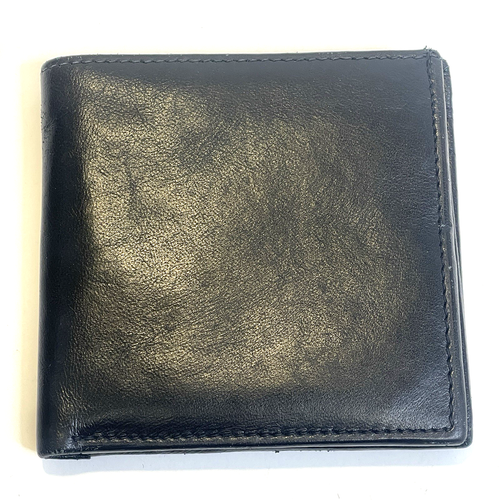 Genuine LEATHER WALLET Black 4x4" Mens Billfold Multi Card Holder w Insert - Picture 2 of 12