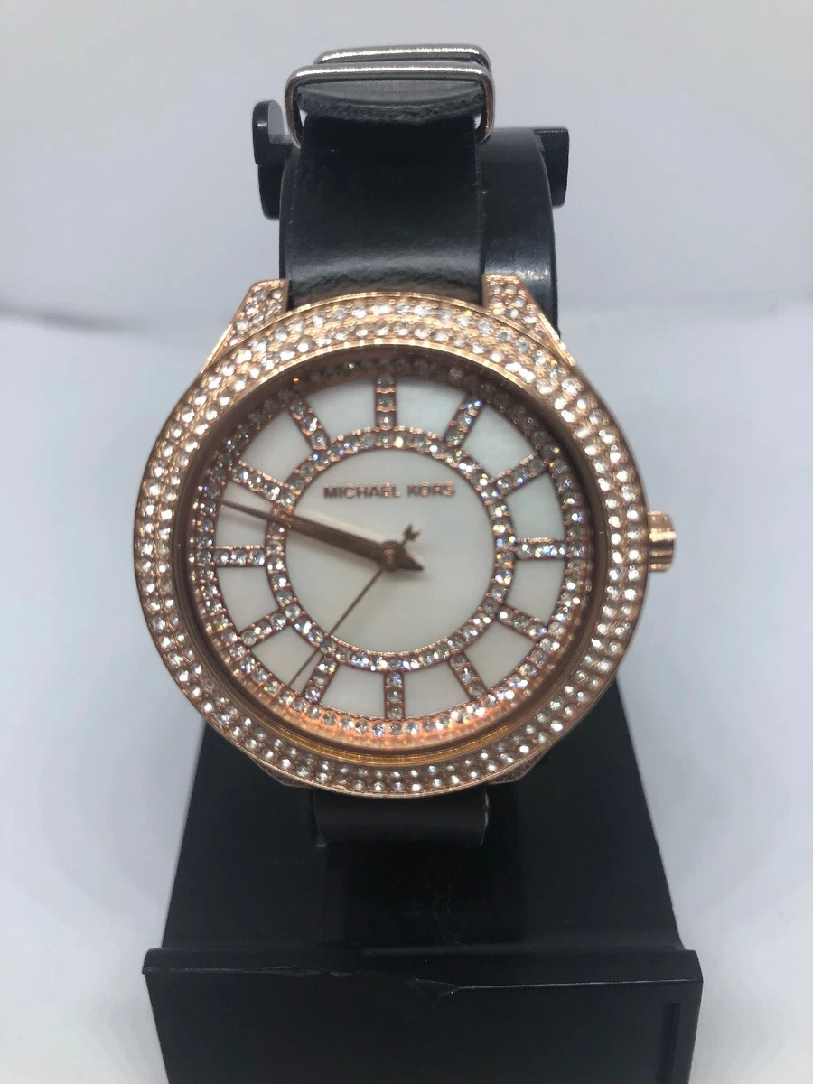 Michael Kors MK3313 Women s Black Leather Analog White Dial Quartz Watch RK197