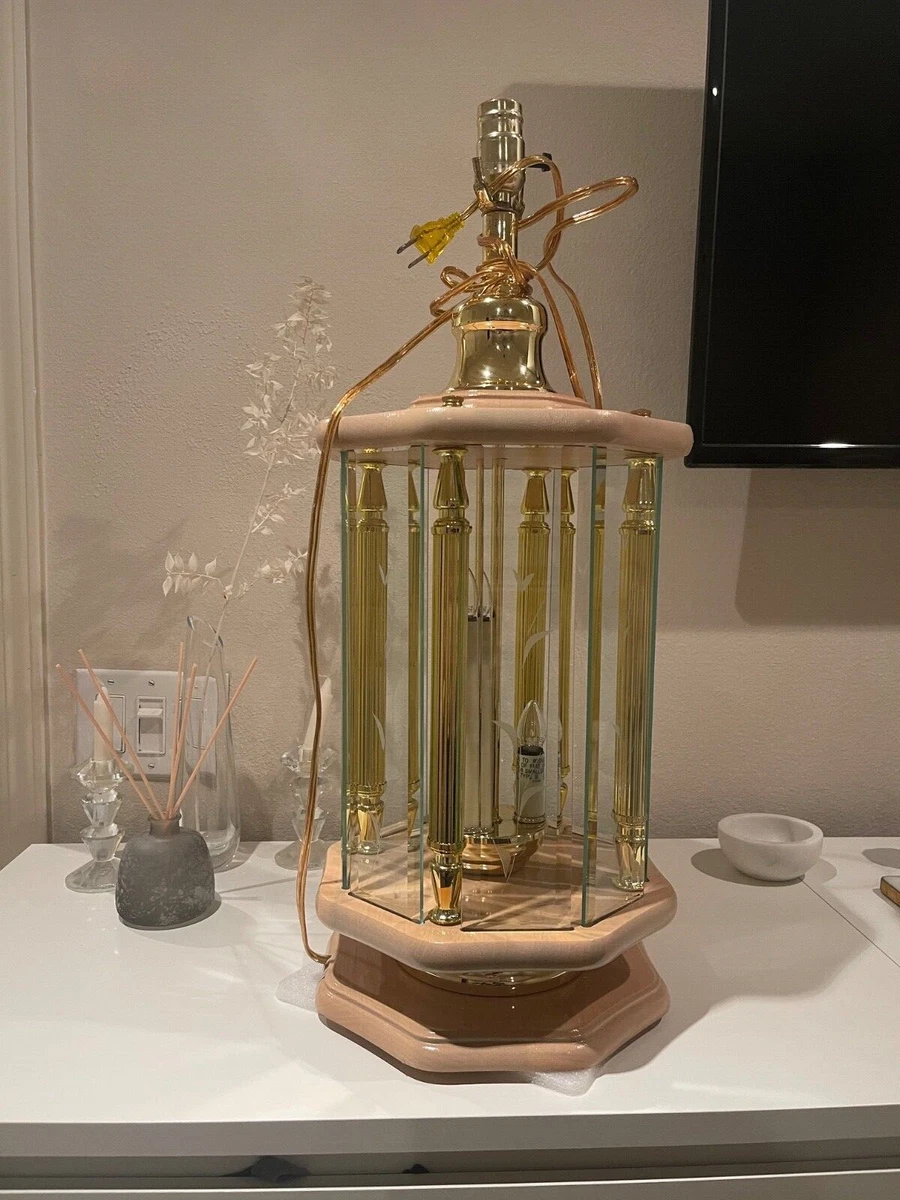 Anthony California Inc. Large Beautiful Oak Table Lamp with etched