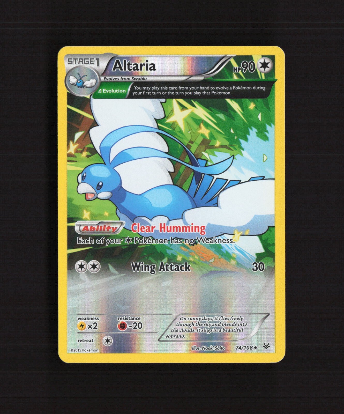 Altaria 74/108 Roaring Skies Full Art Reverse Holo Rare Pokemon Card MP