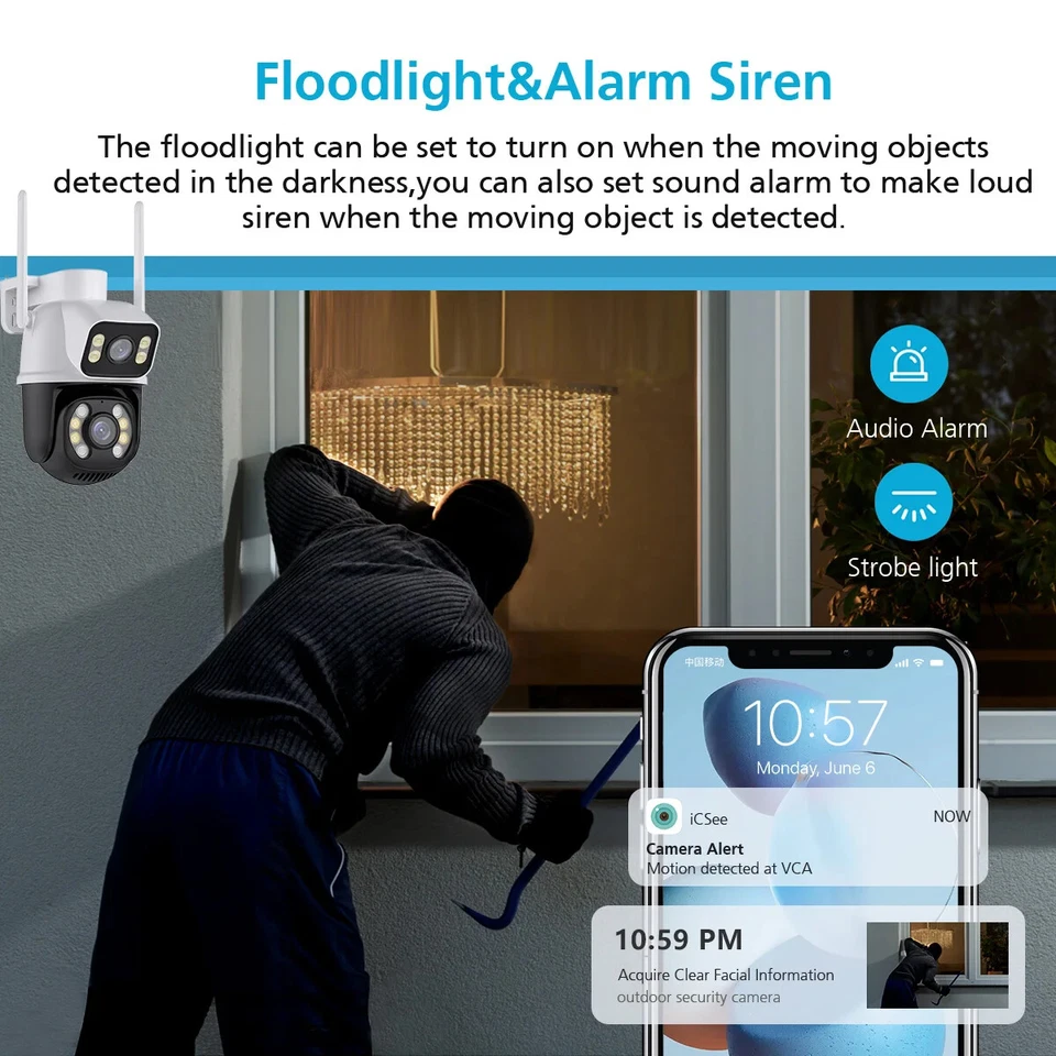 4K 8MP PTZ Wifi IP CCTV Camera Dual Lens 5X Zoom AI Detect ONVIF Surveillance - Image 4 of 4