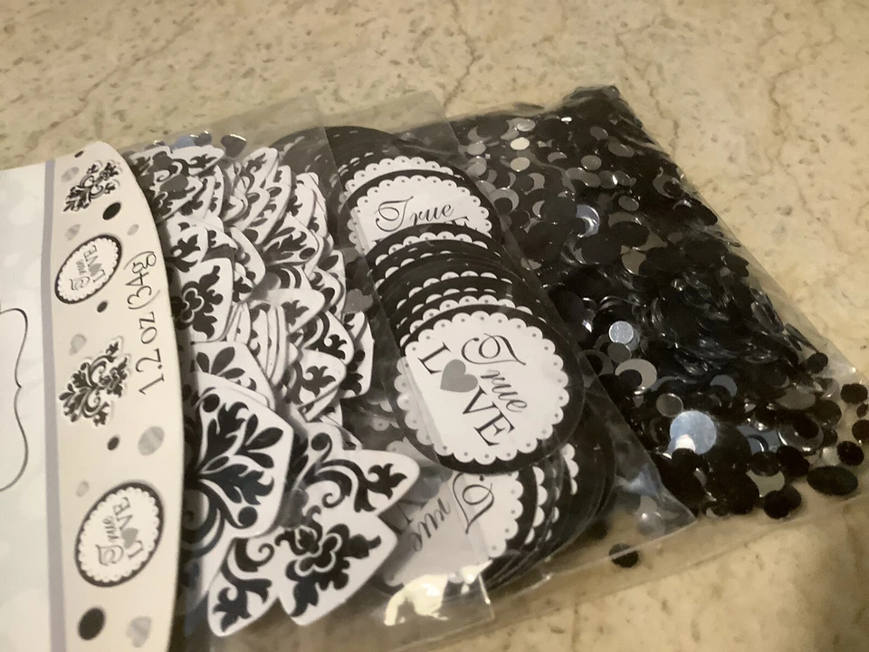True Love Confetti TRIPLE PACK Wedding Glitter Table Decorations Black Silver! - Image 4 of 4