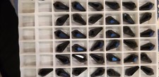 37pc Swarovski Crystal Jet Black 15mm Teardrop 6000 Pendants; Bulk Lot bonus