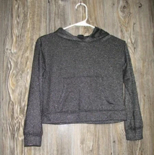 Art Class Girls Black Silver Shimmery Pullover Hoodie Top Holiday Sz M 7/8