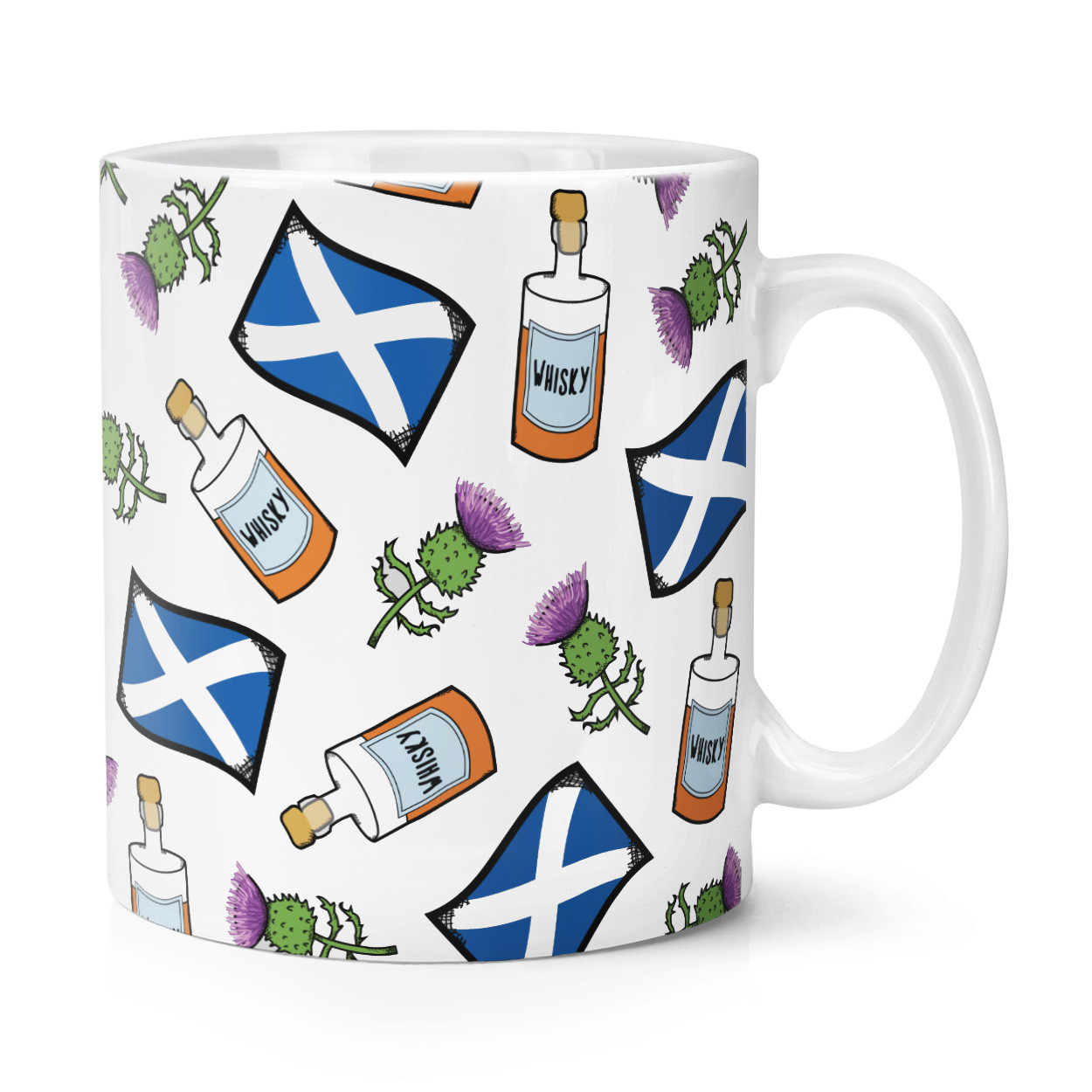 Scottish Whisky Thistle Pattern 10oz Mug Cup - Funny Scotland Flag