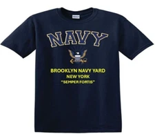 BROOKLYN NAVY YARD* NEW YORK*EAGLE SHIRT. NAVY OFFICIALLY LICENSED