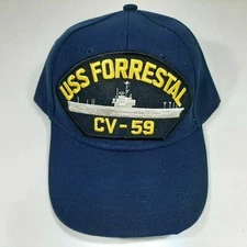 U.S. Navy USS Forrestal CV-59 Men's Embroidered Patch Cap Hat Navy Blue