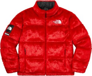 Supreme X The North Face Faux Fur Nuptse Red Jacket Ebay