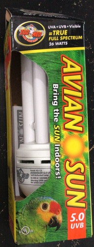 Lampada UVB Per Uccelli Zoo Med AvianSun 5.0 - 26 Watt, Vetro Al Quarzo