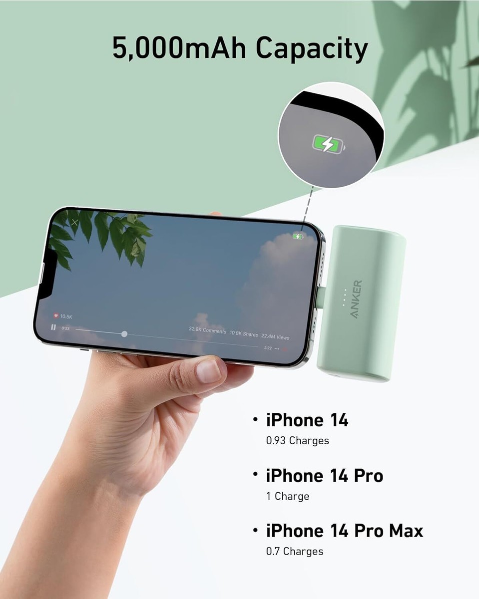 Anker Nano Power Bank 5000mAh Portable Charger Built-in