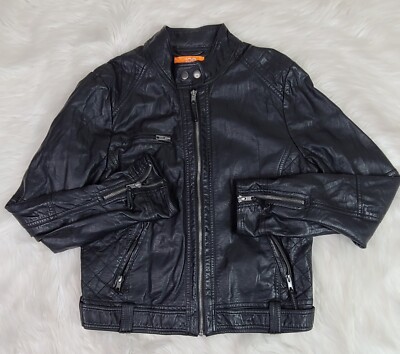 Joe J C Penny Women Black Faux Leather Full Zip Sleeves Pockets