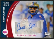 Dane Evans A13 signed autograph auto 2017 Sage HIT Premier Draft Card