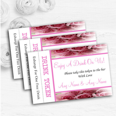 Baby Rosa Rosen Personalisiert Hochzeit Bar Kostenlose Getränke Token
