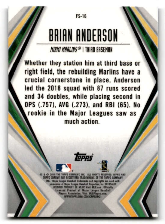 2019 Topps Chrome Future Stars #FS16 Brian Anderson (ref 207960) - Image 2 of 2