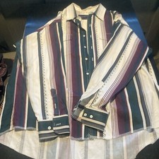 Vtg Wrangler Cowboy Cut Regular Fit 17 1/2-35 Long Sleeve Shirt X-Long Tails Men