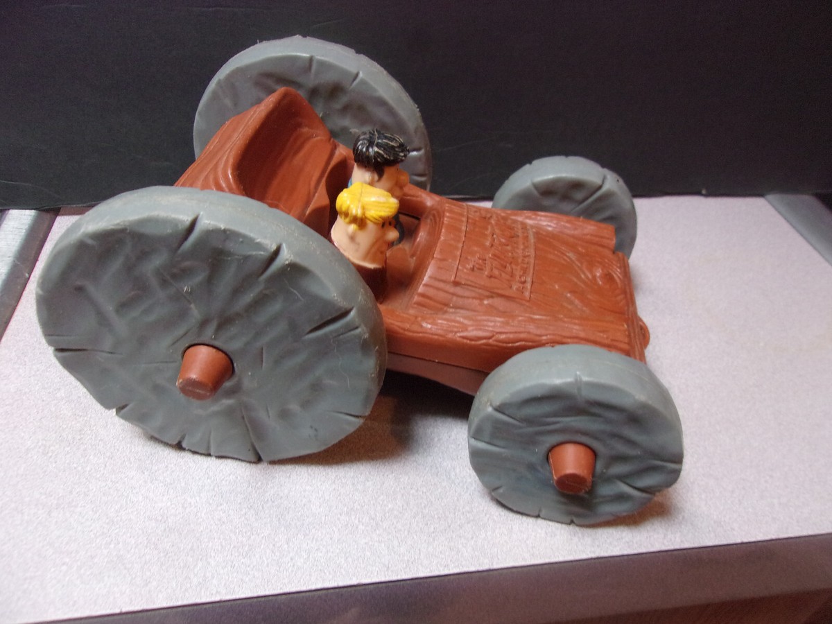 Vintage 1976 Flintstones Flip Pull Car Hanna Barbera Fred Barney