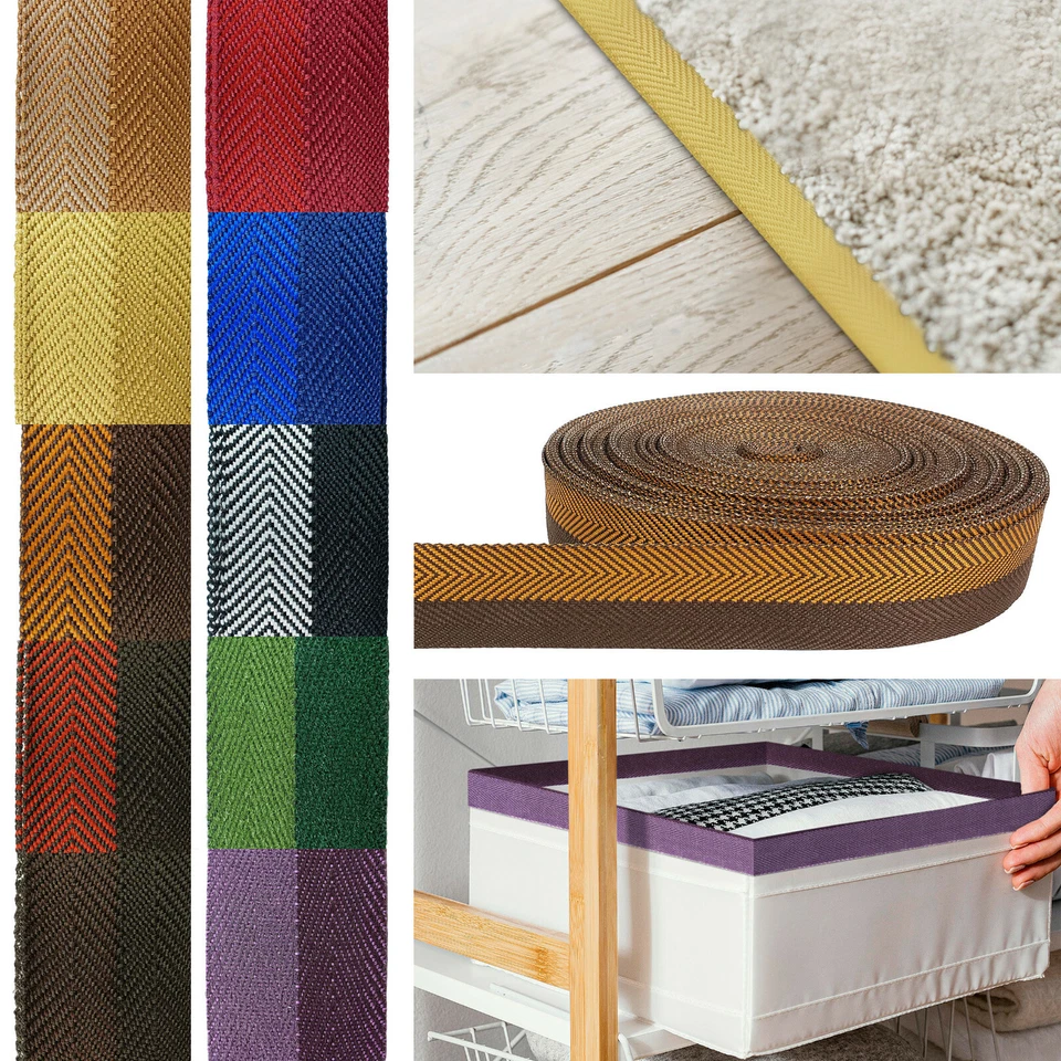 DECOMEISTER Teppicheinfassband 1,58€/m Abschlussband Einfassband Klebe Saumband Aufbügeln