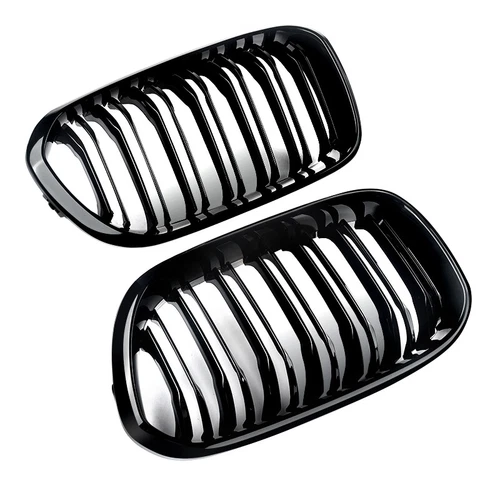 Para BMW Serie 1 F20 F21 a partir de 2015 2x riñones parrilla radiador NEGRO BRILLANTE doble puente - Imagen 15 de 17