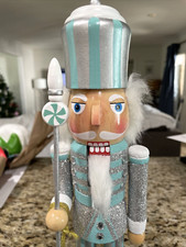 Pastel Mint Nutcracker with Glitter Christmas Decor Holiday New Mint 14"