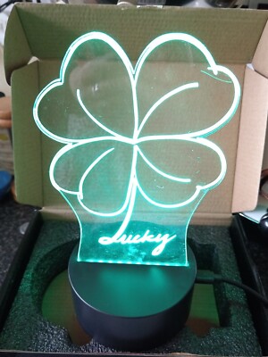 Kreatives 3D LED Nachtlicht Deko Glück 4 Blatt Kleeblatt St Patricks Day 