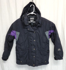 Roffe Womens Ski Winter Jacket Coat Size 12 Black W/ Purple Challenge