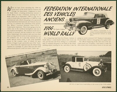 Federation Internationale Car Rally South Africa Vintage Pictorial Article 1987