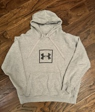 Mens Under Armour UA Fleece Hoodie Hooded Pullover EUC Size L Fits Like Medium 