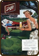 1951 Wife brings Husband SCHLITZ BEER Vintage-Look DECORATIVE REPLICA METAL SIGN