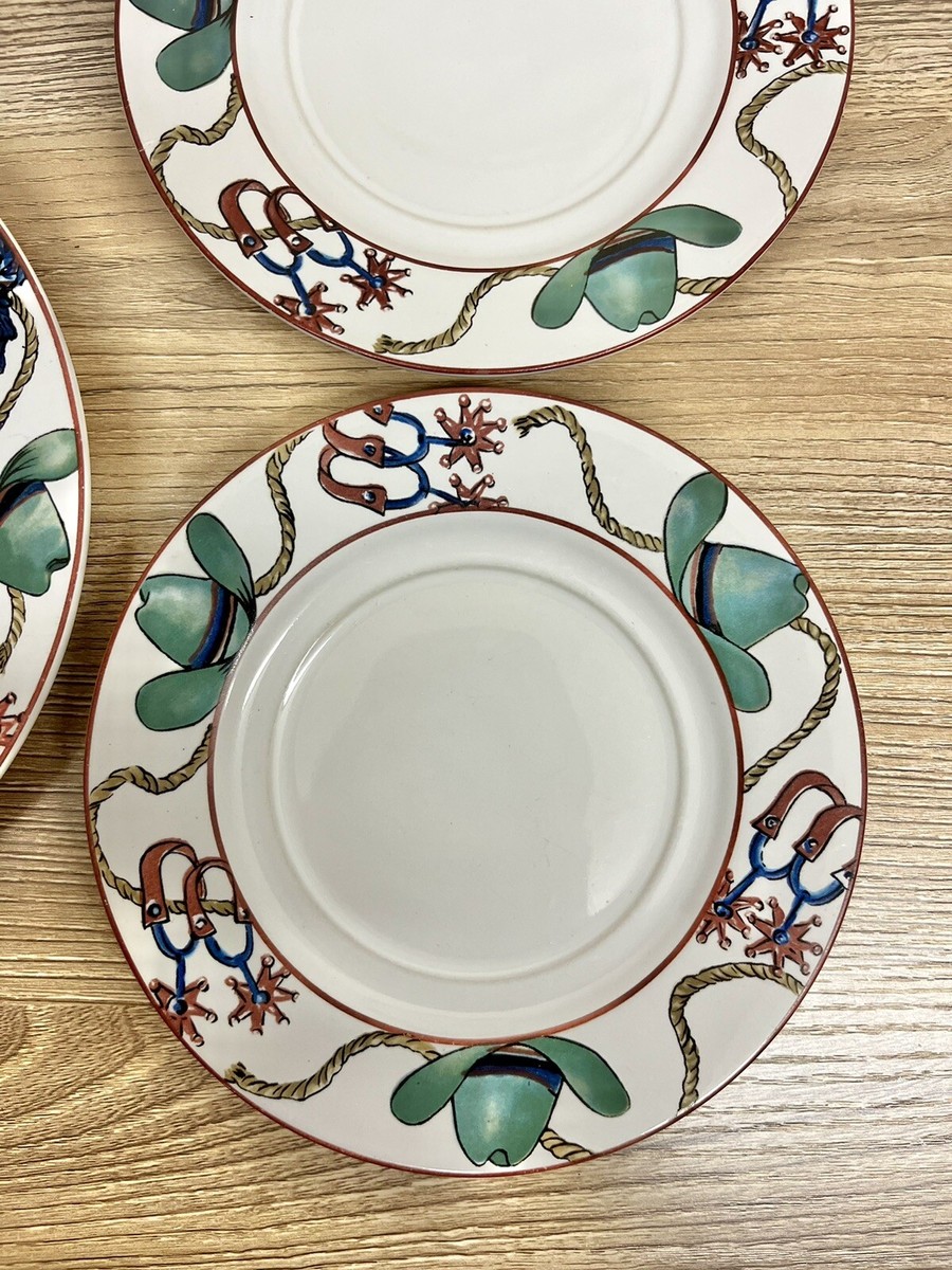 Vintage 1992 Sakura Laredo Western Theme Plate And Bowl Set Lot Of