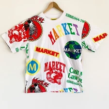 Chinatown Market All-Over Logo White Tee Shirt Large