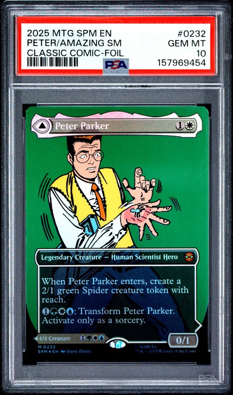 2025 MTG MARVEL'S SPIDER-MAN #0232 AMAZING SPIDER-MAN/PETER PARKER PSA 10