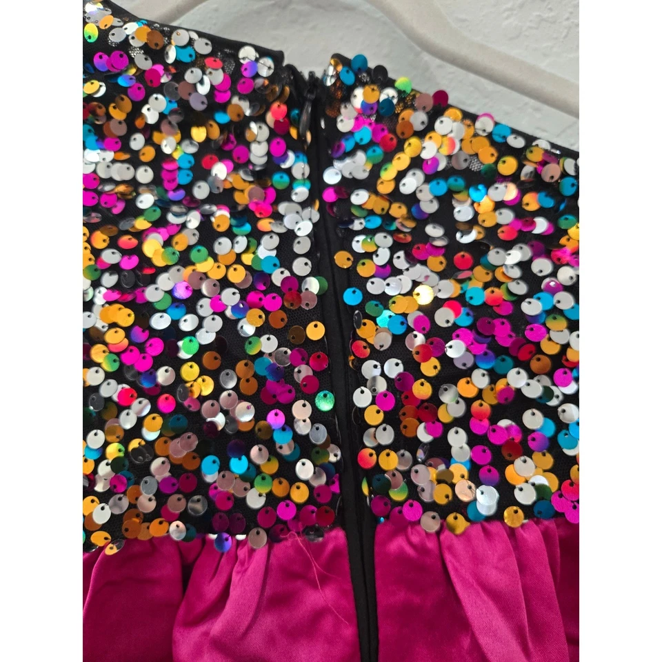 Vestido de festa Shein infantil meninas lantejoulas um ombro rosa tamanho 9Y - Imagem 3 de 4