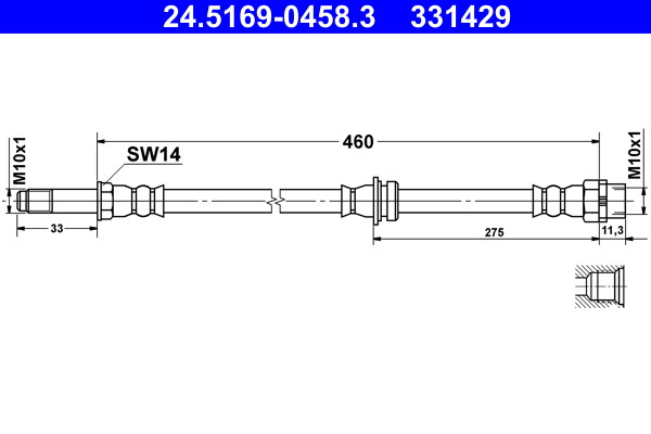 Rear ATE 24.5169-0458.3 Brake Hose for BMW