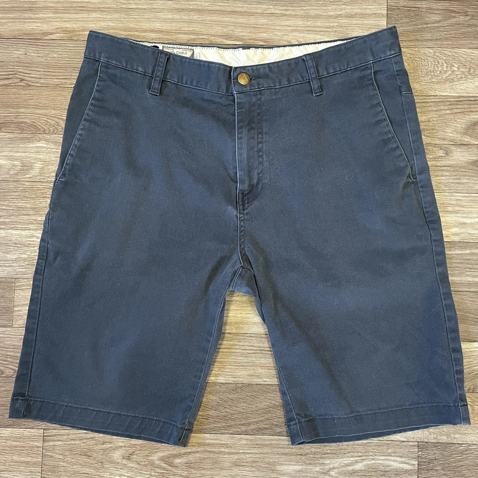 Vintage Volume Chino Shorts Men’s Size 32 Solid Blue Pockets Twill Cotton
