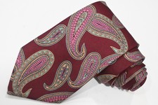 BURBERRYS PAISLEY RED SILK MEN'S Neck Tie W:3 3/4" BY L:57"