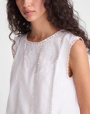 Madewell XS White Cotton Embroidered Lace-Insert Mini Dress New With Tags