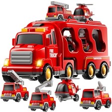 Red Fire Truck Toys for Toddlers 1-3 3-5 - 5-in-1 Car - 5 in 1 Truck