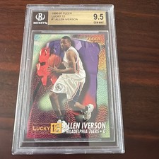 Allen Iverson 1996-97 Fleer #1 Lucky 13 Rookie Card RC True Gem Mint BGS 9.5. rookie card picture