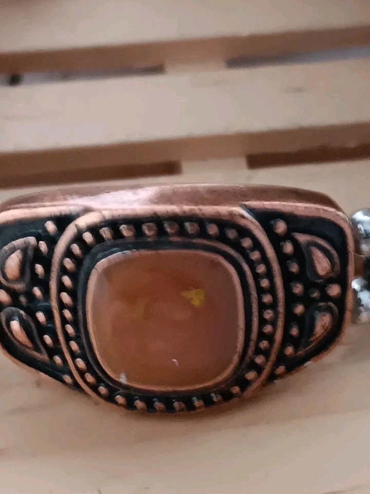 铜带银色手链带赤铁矿珠和珐琅,磁性扣 8 — 第 3/4 张图片