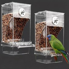 No Mess Bird Feeder for Cage, Automatic No-Spill Transparent Parrot Feeder Ac...