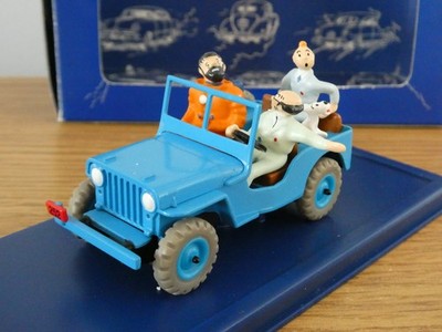 ATLAS EDITIONS TINTIN ADVENTURES WILLYS JEEP CJ2A 1946 BLAU AUTOMODELL ED02 1:43