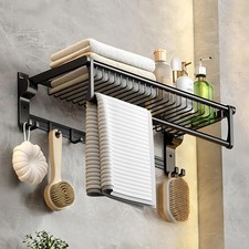 Towel Rack with Towel Bar for Bathroom Lavatory 24-Inch, Foldable Bath Sheet ...