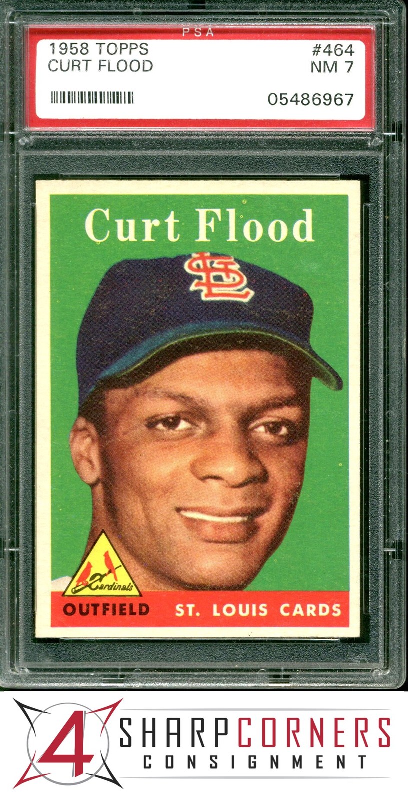 1958 TOPPS #464 CURT FLOOD RC CARDINALS PSA 7