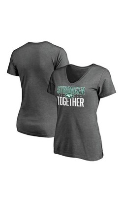 New York Jets Stronger Together Fanatics Heather Gray Vneck T-shirt Size Small