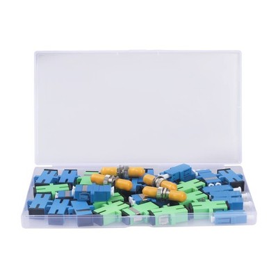 Fiber Optic Couplers Kit for SC/UPC, SC/APC, ST, LC Cables, 5 Styles with 34p...